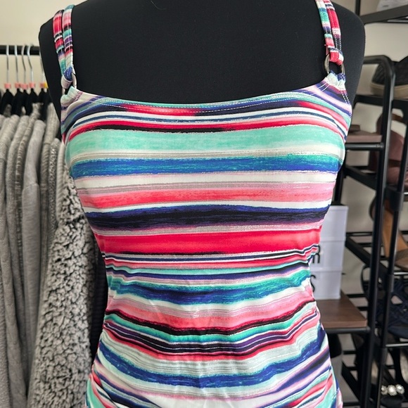 Croft & Barrow Multi color horizontal stripe tankini top size 12 - Picture 3 of 9